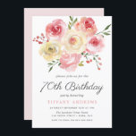 赤面ピンクローズ女性70th誕生日招待状 招待状<br><div class="desc">赤面ピンクローズ女性70th誕生日招待状ニッチとネストストアのマッチングコレクションを参照</div>