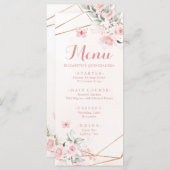 赤面ピンクローズ幾何学Sweet sixteen誕生日 メニュー (正面/裏面)