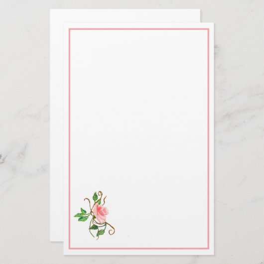 赤面ピンクローズ文房具 便箋 (正面/裏面)