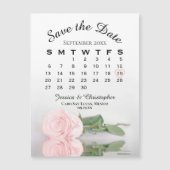 赤面ピンクローズ日付カレンダー磁石を保存 (正面)