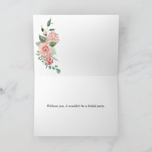 赤面ピンクローズ春メイド・オブ・オーナー(花嫁付き添い人)フラワーズシック カード (内部)