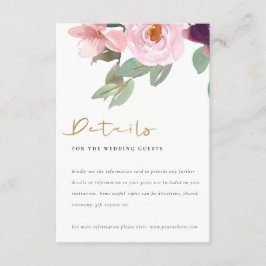 赤面ピンクローズ水彩フローラ結婚詳細 エンクロージャーカード