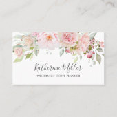 赤面ピンクローズ牡丹フラワーロマンチックフローラ 名刺 (正面)