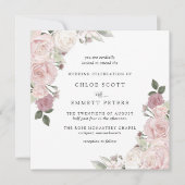 赤面ピンクローズ素朴フローラ結婚式招待状 招待状 (正面)