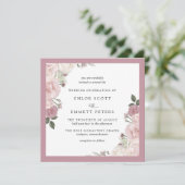 赤面ピンクローズ素朴フローラ結婚式招待状 招待状 (スタンド正面)