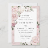 赤面ピンクローズ素朴フローラ結婚式招待状 招待状 (正面)