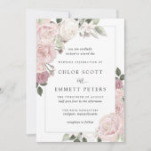 赤面ピンクローズ素朴フローラ結婚式招待状 招待状 (正面)
