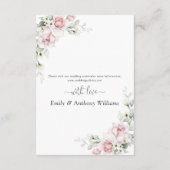 赤面ピンクローズ結婚のセレモニー披露宴カード エンクロージャーカード (裏面)