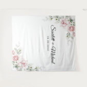 赤面ピンクローズ結婚のセレモニー背景 タペストリー (正面(横))