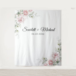 赤面ピンクローズ結婚のセレモニー背景 タペストリー