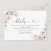 赤面ピンクローズ結婚のセレモニー詳細カード エンクロージャーカード (正面)