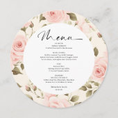 赤面ピンクローズ結婚の丸いメニューカード メニュー (正面)