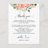 赤面ピンクローズ結婚ズゲストウェルカム エンクロージャーカード (裏面)