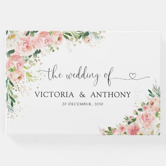 赤面ピンクローズ結婚ズゲストブック ゲストブック (正面)