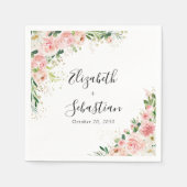 赤面ピンクローズ結婚ズナプキンス スタンダードカクテルナプキン (正面)