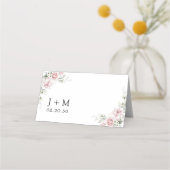 赤面ピンクローズ結婚ズフォールディング座席表 プレイスカード (裏面)