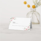 赤面ピンクローズ結婚ズフォールディング座席表 プレイスカード (正面)