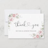 赤面ピンクローズ結婚ズフラットサンキューカード サンキューカード (正面)