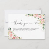 赤面ピンクローズ結婚ズフラットサンキューカード サンキューカード (正面)