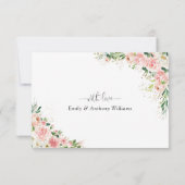 赤面ピンクローズ結婚ズフラットサンキューカード サンキューカード (裏面)