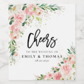 赤面ピンクローズ結婚ズワインラベル ワインラベル (シングルラベル)