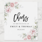 赤面ピンクローズ結婚ズワインラベル ワインラベル (シングルラベル)