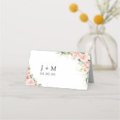 赤面ピンクローズ結婚ズ折り畳み座席表 プレイスカード (裏面)