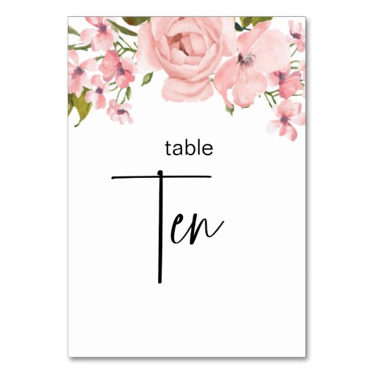 赤面ピンクローズ結婚フローラのテーブル番号 テーブルナンバー (正面)