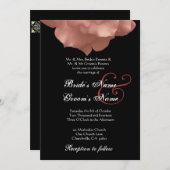 赤面ピンクローズ花びら結婚式招待状 招待状 (正面/裏面)