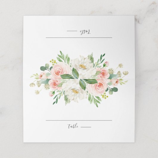 赤面ピンクローズ花模様モダンボタニカル結婚ズ プレイスカード (外部開封)