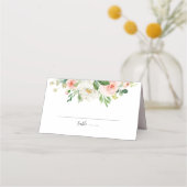 赤面ピンクローズ花模様モダンボタニカル結婚ズ プレイスカード (正面)