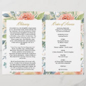 赤面ピンクローズ葬儀プログラム |サービスの順序 (裏面)