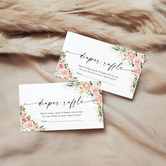 赤面ピンクローズ金ゴールドおむつラッフルエンクロージャカード エンクロージャーカード