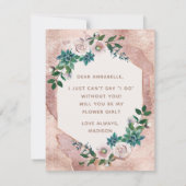 赤面ピンクローズ金ゴールドが私の花娘になる 招待状 (裏面)