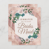 赤面ピンクローズ金ゴールドが私の花嫁になる 招待状 (正面/裏面)