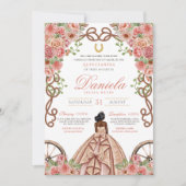 赤面ピンクローズ金ゴールドエレガントシャルロキンセアニェラ 招待状 (正面)