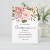 赤面ピンクローズ金ゴールドキンセアニェラパーティー招待状 招待状 (スタンド正面)