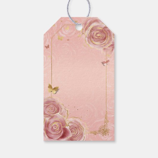 赤面ピンクローズ金ゴールドクラウンありがとうお願い ギフトタグ (裏面)