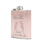 赤面ピンクローズ金ゴールドグラデーション21歳の誕生日プレゼント フラスク (左)