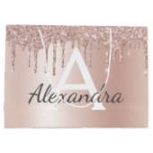 赤面ピンクローズ金ゴールドグリッターシモノグラムのック ラージペーパーバッグ (裏面)