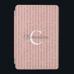 赤面ピンクローズ金ゴールドグリッターストライプモノグラム iPad MINIカバー<br><div class="desc">赤面ピンクローズ金ゴールドグリッターストライプモノグラムのカバーバラ金ゴールドのフェイクグリッターとのモノグラムと名前のためのカスタム宇宙と。簡単とカスタマイズ文字、フォント、色の使用。ZazzleプロデザイナーBK Thompson ©がCedar and String専用に制作した連絡。お問い合わせもし、お問い合わせ、またはの仕事について問い合わせてみたいカスタム。</div>