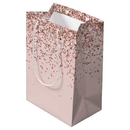 赤面ピンクローズ金ゴールドグリッタースパークル ミディアムペーパーバッグ (裏面アングル)