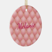 赤面ピンクローズ金ゴールドグリッターダイヤモンド名前をカスタムする セラミックオーナメント (右)