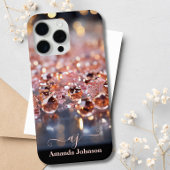 赤面ピンクローズ金ゴールドグリッターモノグラムの宝石 Case-Mate iPhoneケース