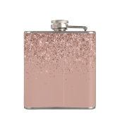 赤面ピンクローズ金ゴールドグリッターモノグラム名 フラスク (裏面)