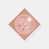 赤面ピンクローズ金ゴールドグリッターユニコーン1歳 スタンダードカクテルナプキン (角)