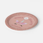 赤面ピンクローズ金ゴールドグリッターユニコーン1歳 ペーパープレート (アングル)