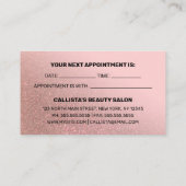 赤面ピンクローズ金ゴールドグリッター勾配タイポグラフィ 予約カード (裏面)