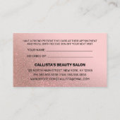 赤面ピンクローズ金ゴールドグリッター勾配タイポグラフィ 紹介カード (裏面)