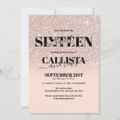 赤面ピンクローズ金ゴールドグリッター4枚フォトスイート16 招待状 (裏面)